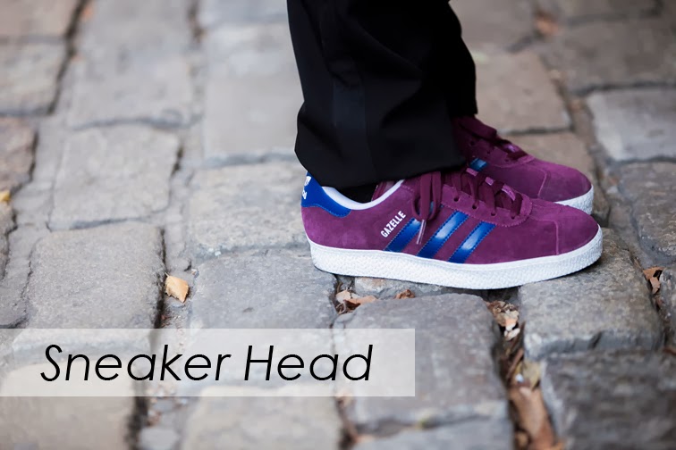 Sneaker head, Adidas Gazelles, burgundy & blue, old school footwear shoes