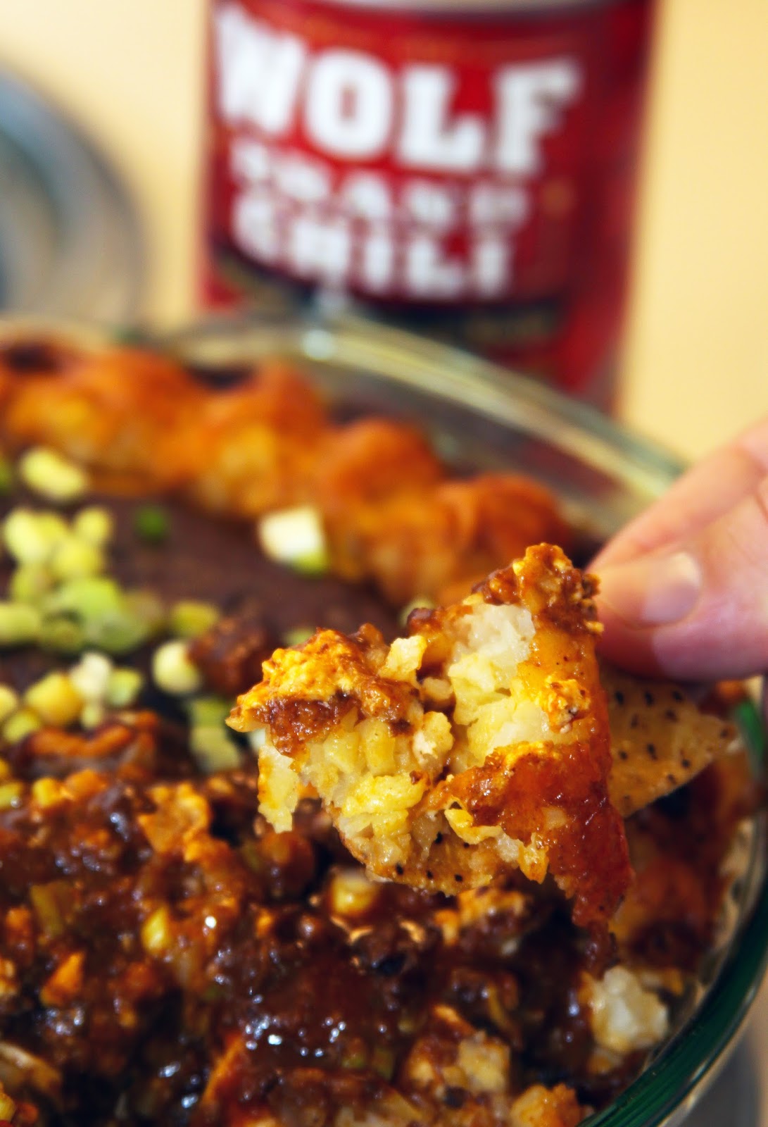 For the Love of Food Homegating Chili Cheese Tater Tot Dip