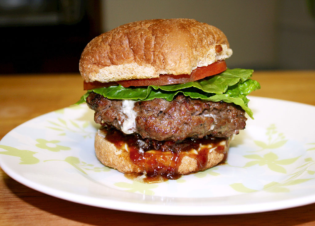 FoodVangelist Blue Cheese Burgers with Bacon Jam