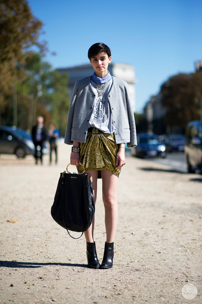 street style metallic skirt
