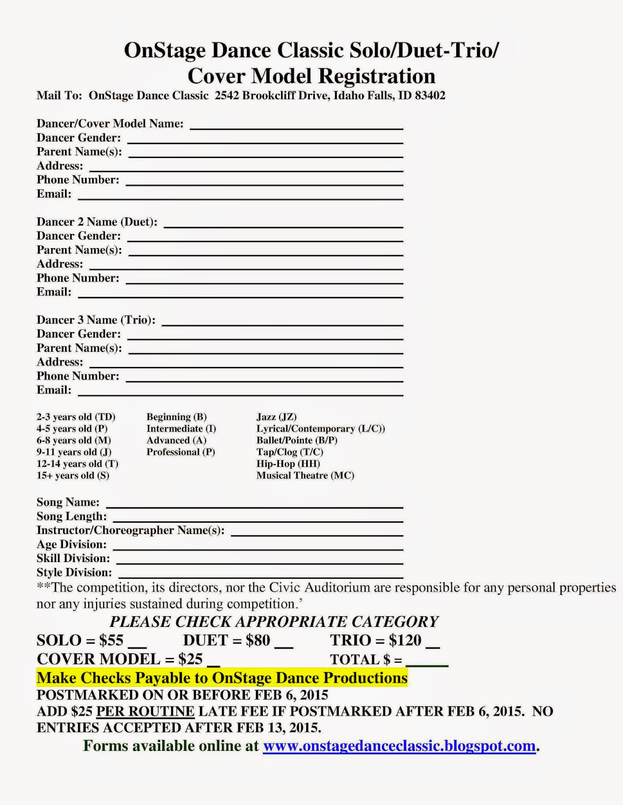 registration forms