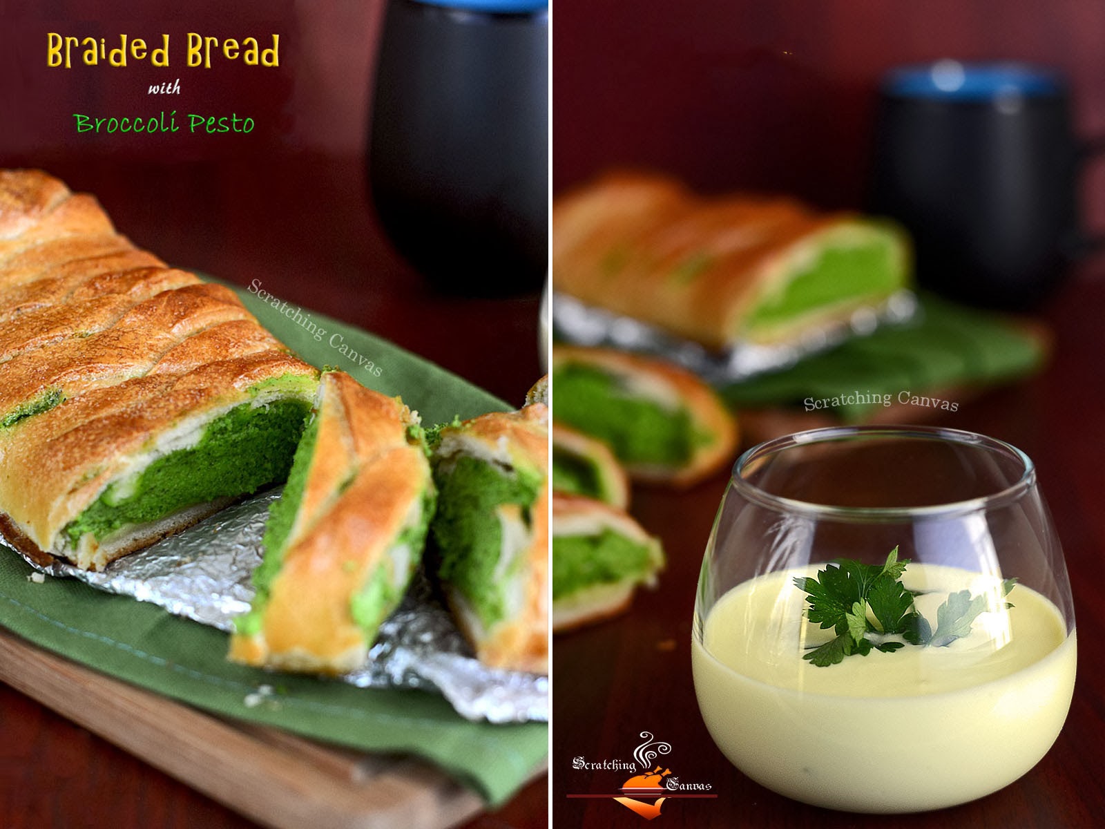 Recipe Broccoli Pesto Stuffed Braided Bread (Yeast Free) Scratching