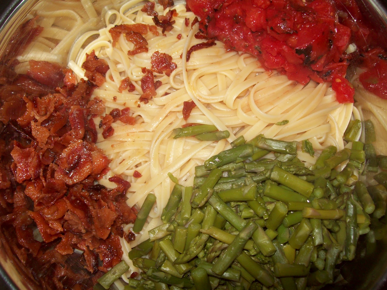 April's Homemaking Asparagus Bacon Linguine and Spring Jello Pie