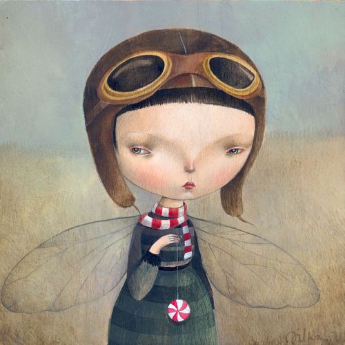 dilka bear ilustrações pinturas surreais crianças meninas cabeção