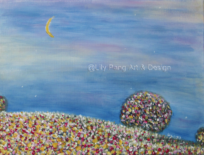Lily Pang And Michelle Welcome New Moon Original Acrylic Painting