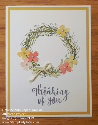 Flower Wreath card made with stamps from Stampin'UP!'s Paper Pumpkin Kit: Blissful Bouquet