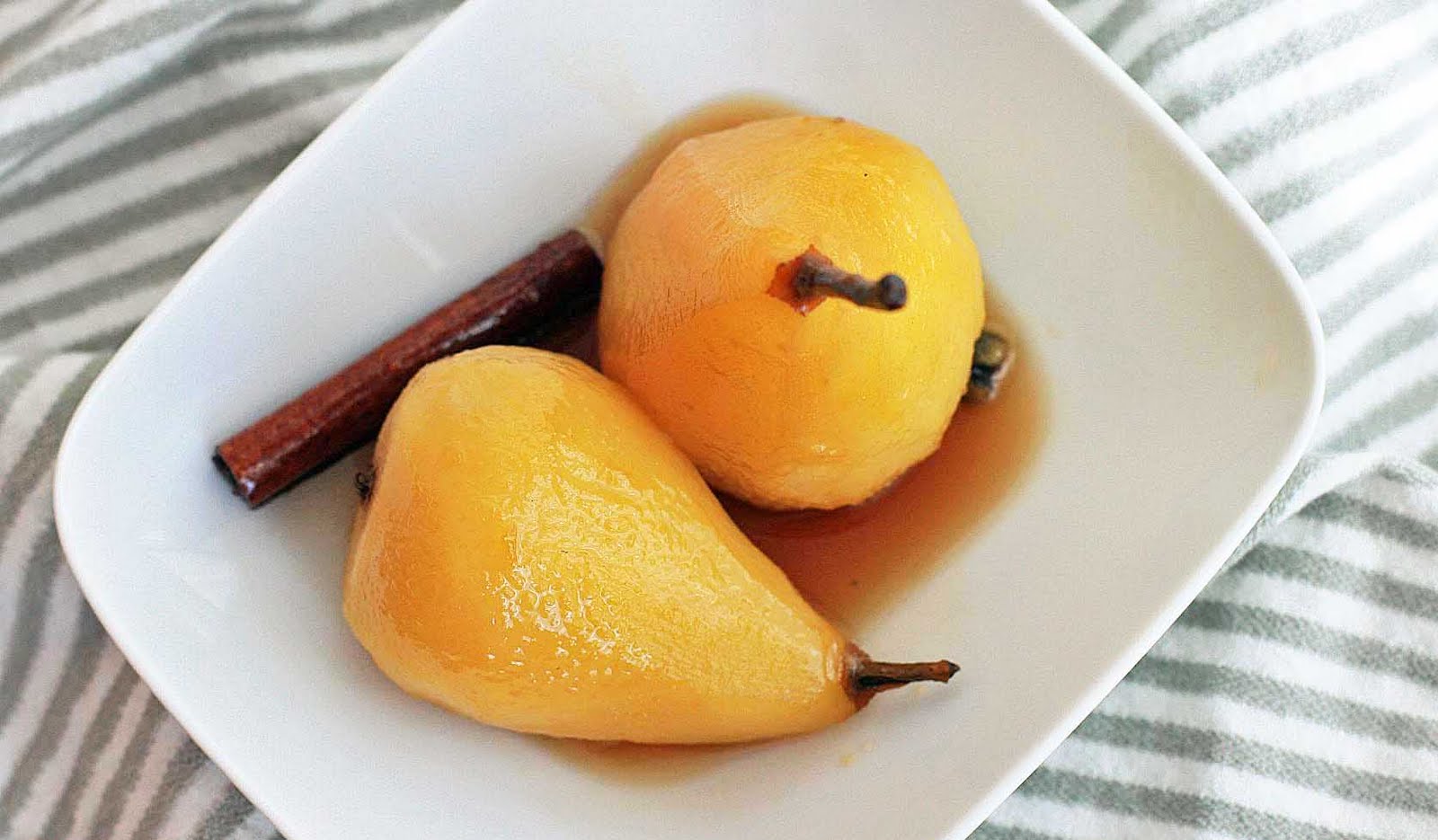 Poached Pears in a Spiced Honey Syrup