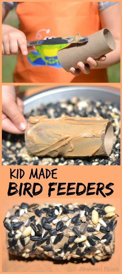 Kid made bird feeders; a fun & easy craft for Spring