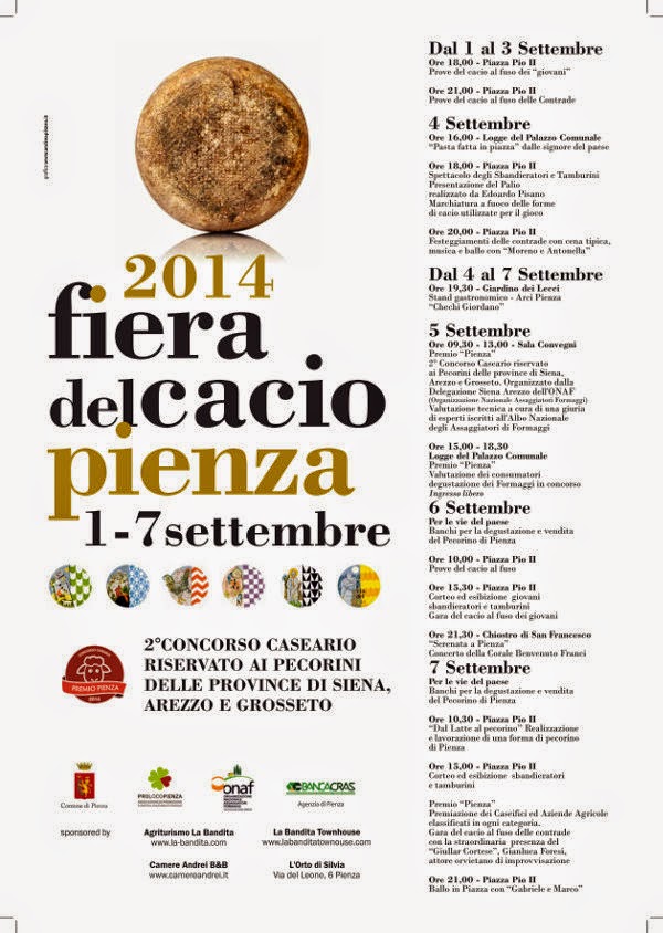 Fiera del cacio. Dall' 1 al 7 settembre 2014 a Pienza (Siena)