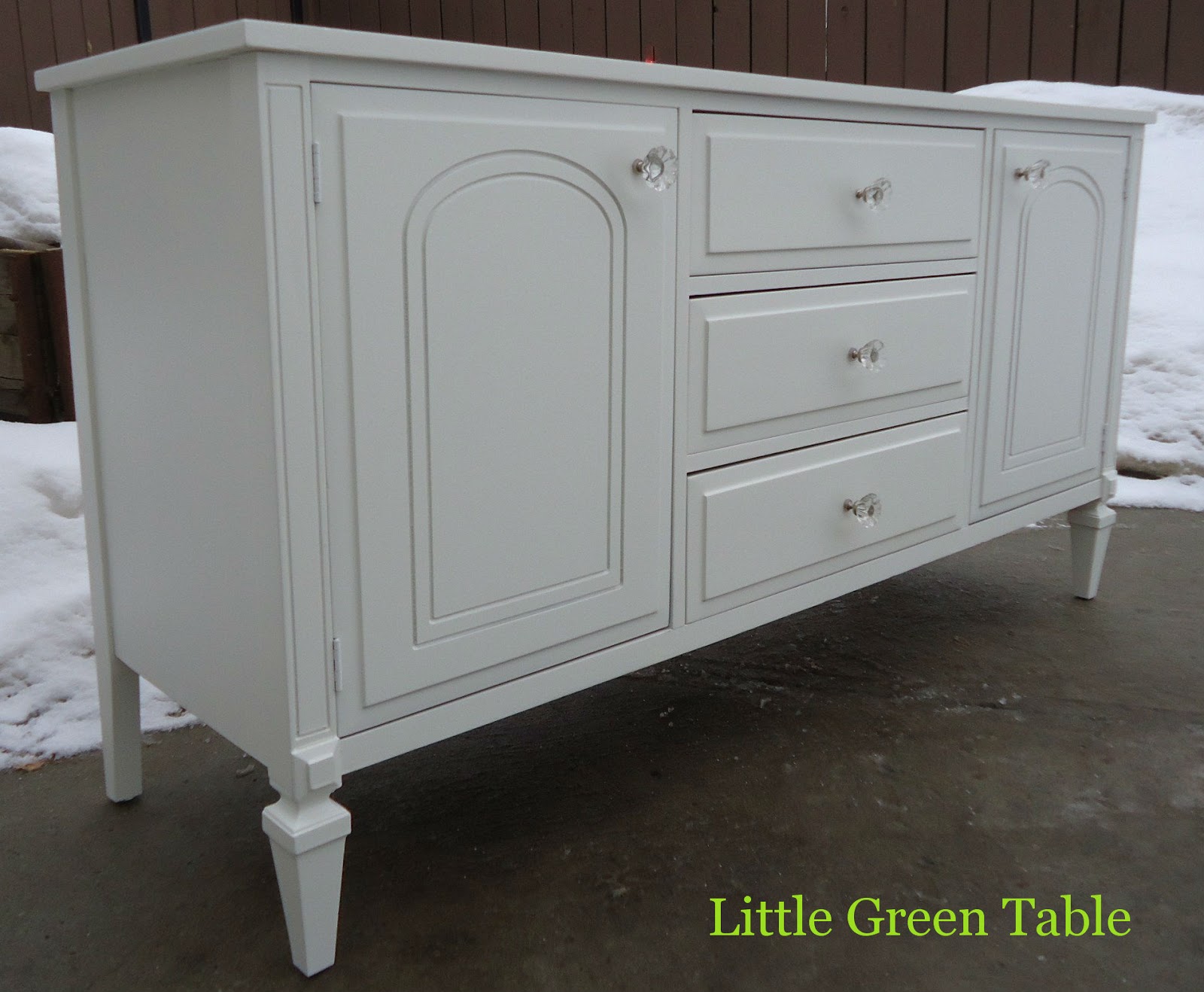 Little Green Table White Cabinet With Crystal Knobs