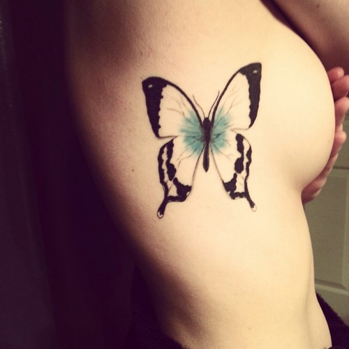 Lets Get Inked Girls Butterfly Breast Tattoo