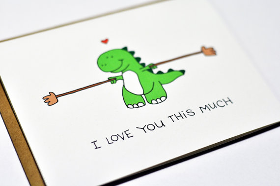 Dinosaur Love You This Much 3D Pop Out Humorous  Funny Valentine's Day Card 