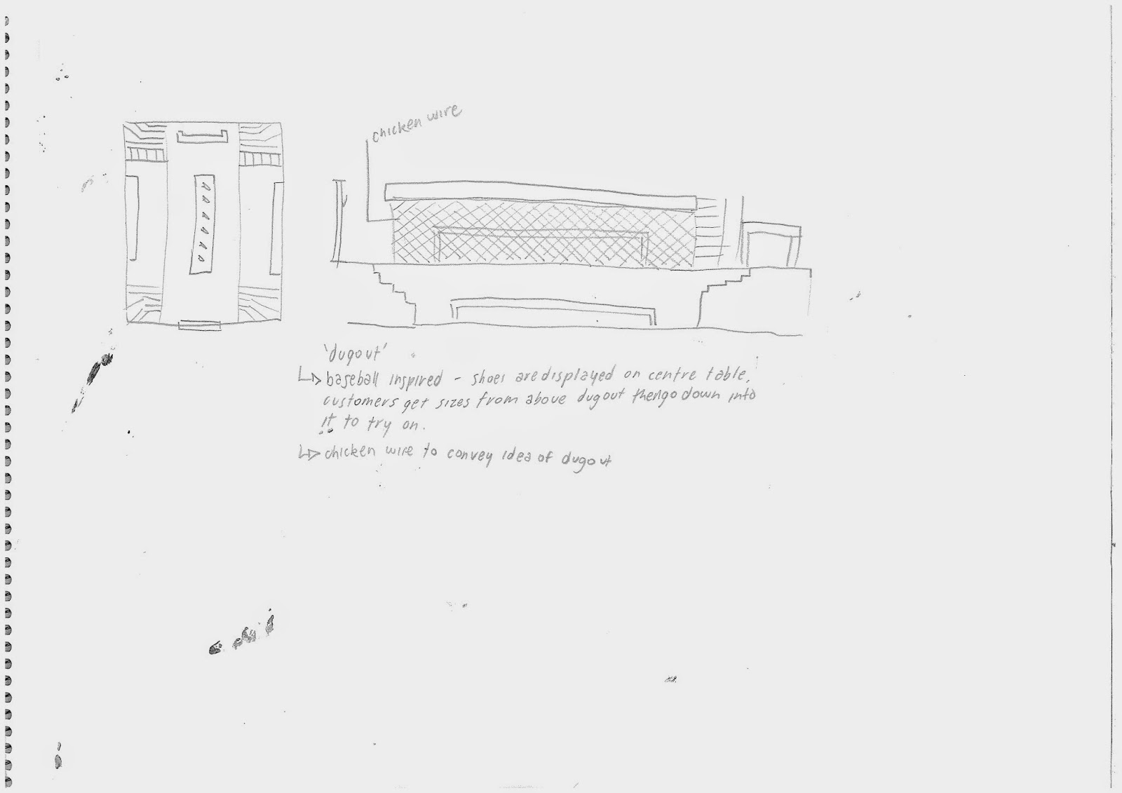 Alex Love Spatial Design 2014 Semester 2 Sketch 1 'Dugout'