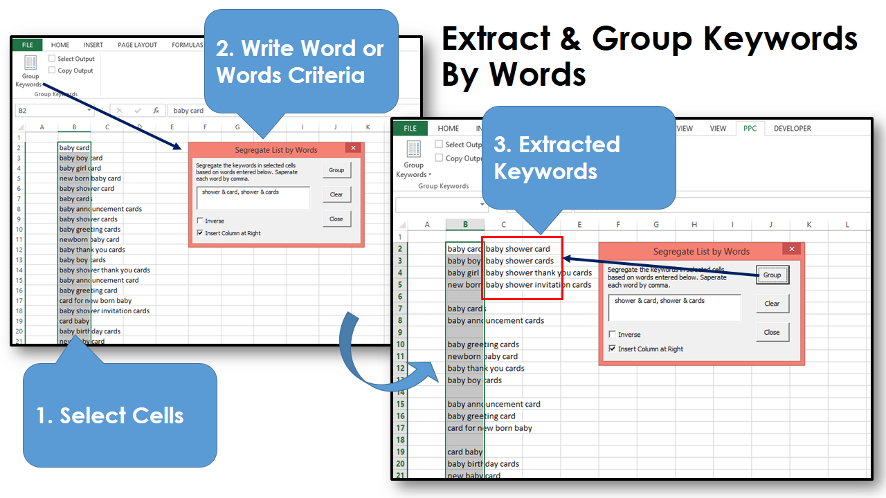 Speed up Keywords Grouping with Excel Macro