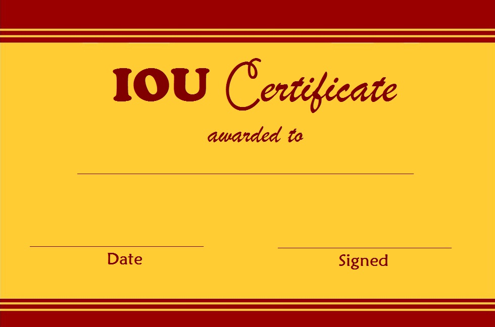 i owe you certificates