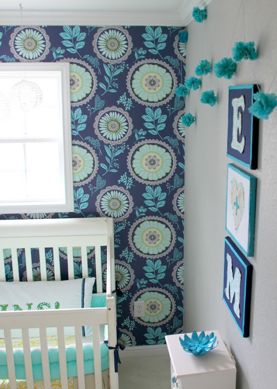 Nursery accent wall {using wallpaper}