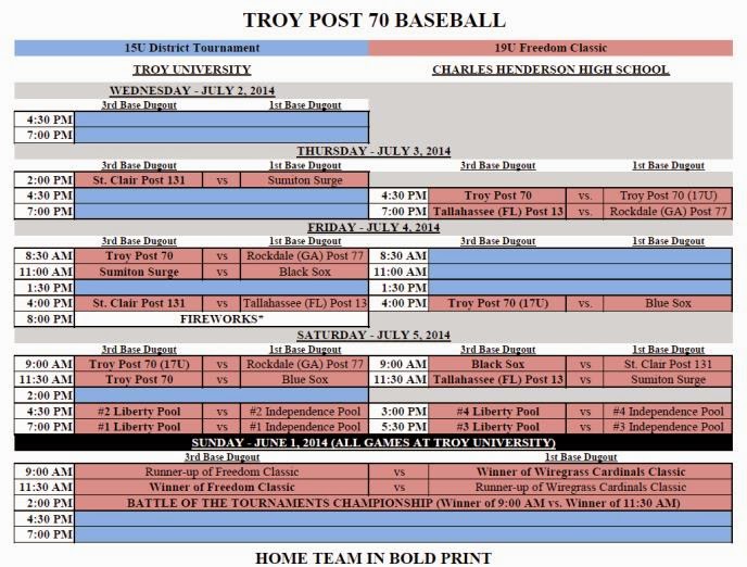 FREEDOM CLASSIC UPDATES Post 70 Baseball Tournaments