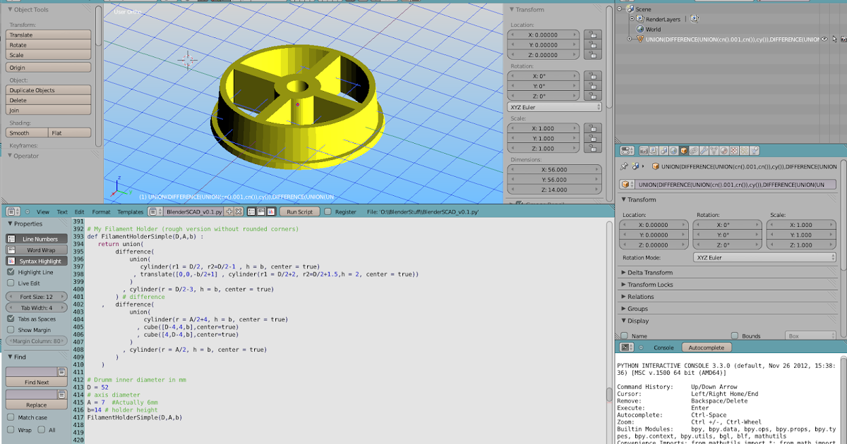 Michaels Technik Hobby BlenderSCAD Blender im OpenSCADModus