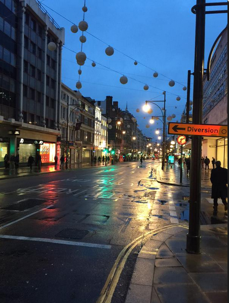 View of Oxford street, noticeably quiet