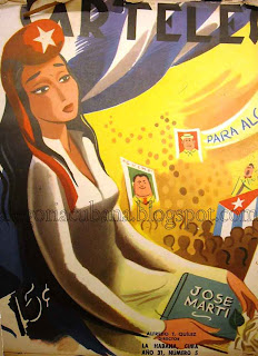 1950, José Martí, fiesta nacional, 20 de mayo, alegoría, bandera, Cuba, Carteles, elecciones, enero, guerra de independencia, historia, ilustración, libertad, mito fundacional, nacionalismo, nación, portada alegórica, república, República de Cuba, revista, siglo XX, símbolo, 