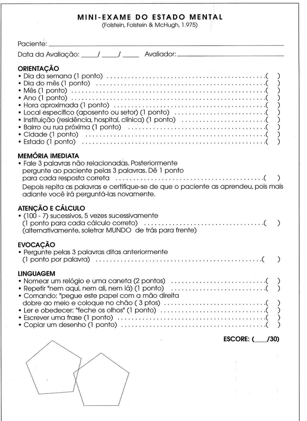 Exame do estado mental psiquiatria