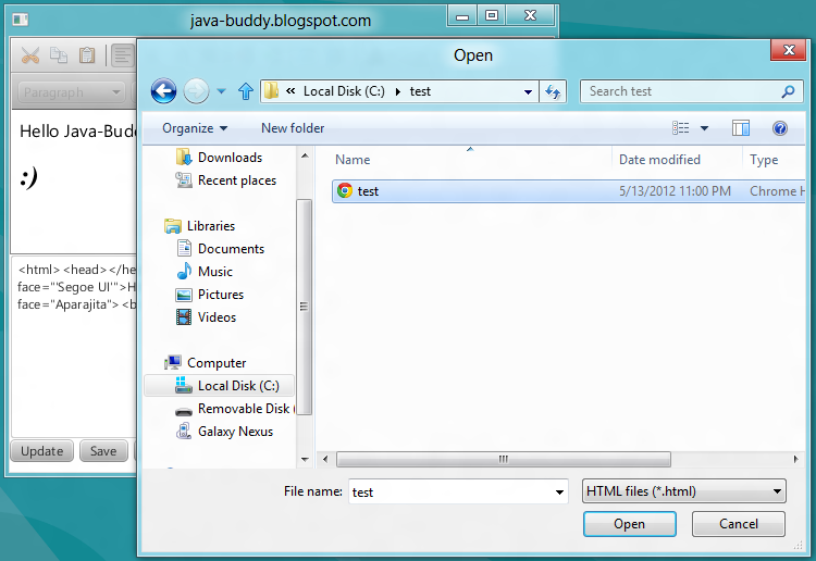 Java-Buddy: Load file to HTMLEditor
