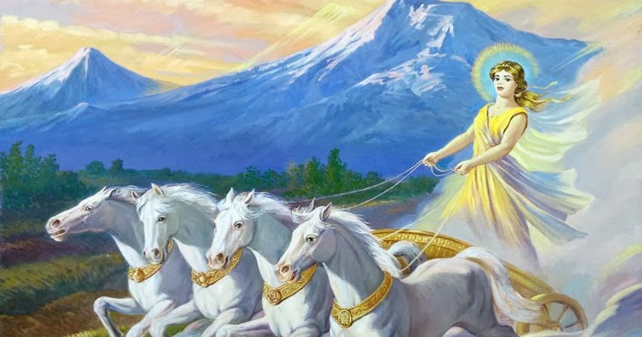 Paintings by Rubik Kocharian Goddess Anahit Descending from Mount Ararat