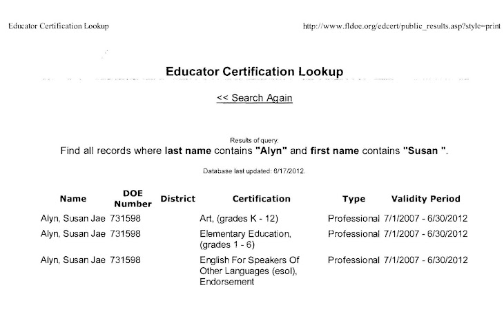 Teacher's Corner by Susan Alyn - June 2012