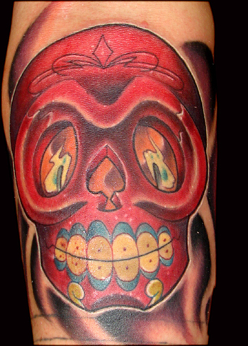 Beckham Angel Tattoo on Coolish Red Skull Tattoo Made On The Forearm Ink Your Body