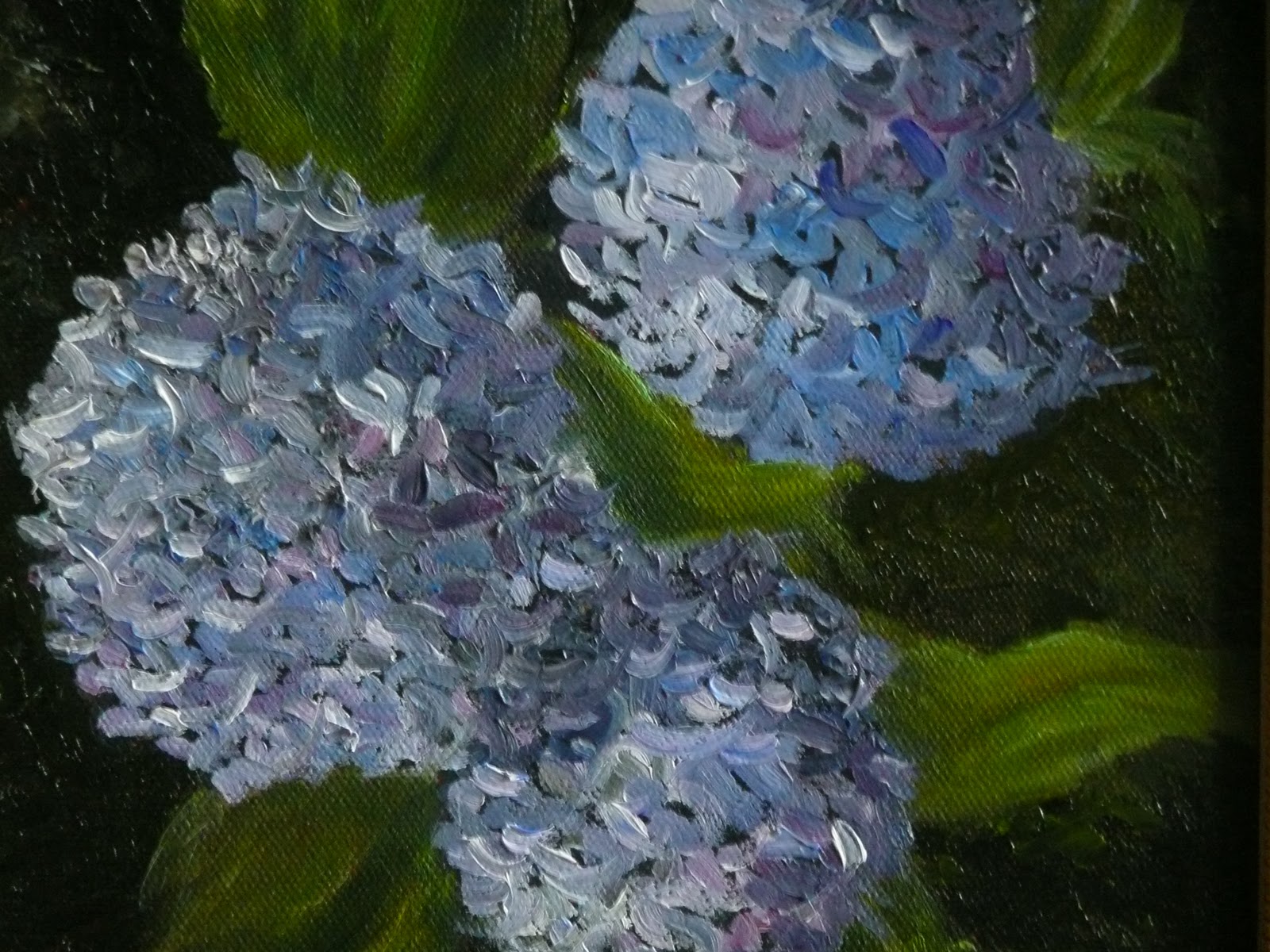 Palette Knife Painters, International Blue Hydrangeas...Palette Knife