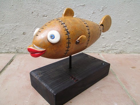 leather stitched fish