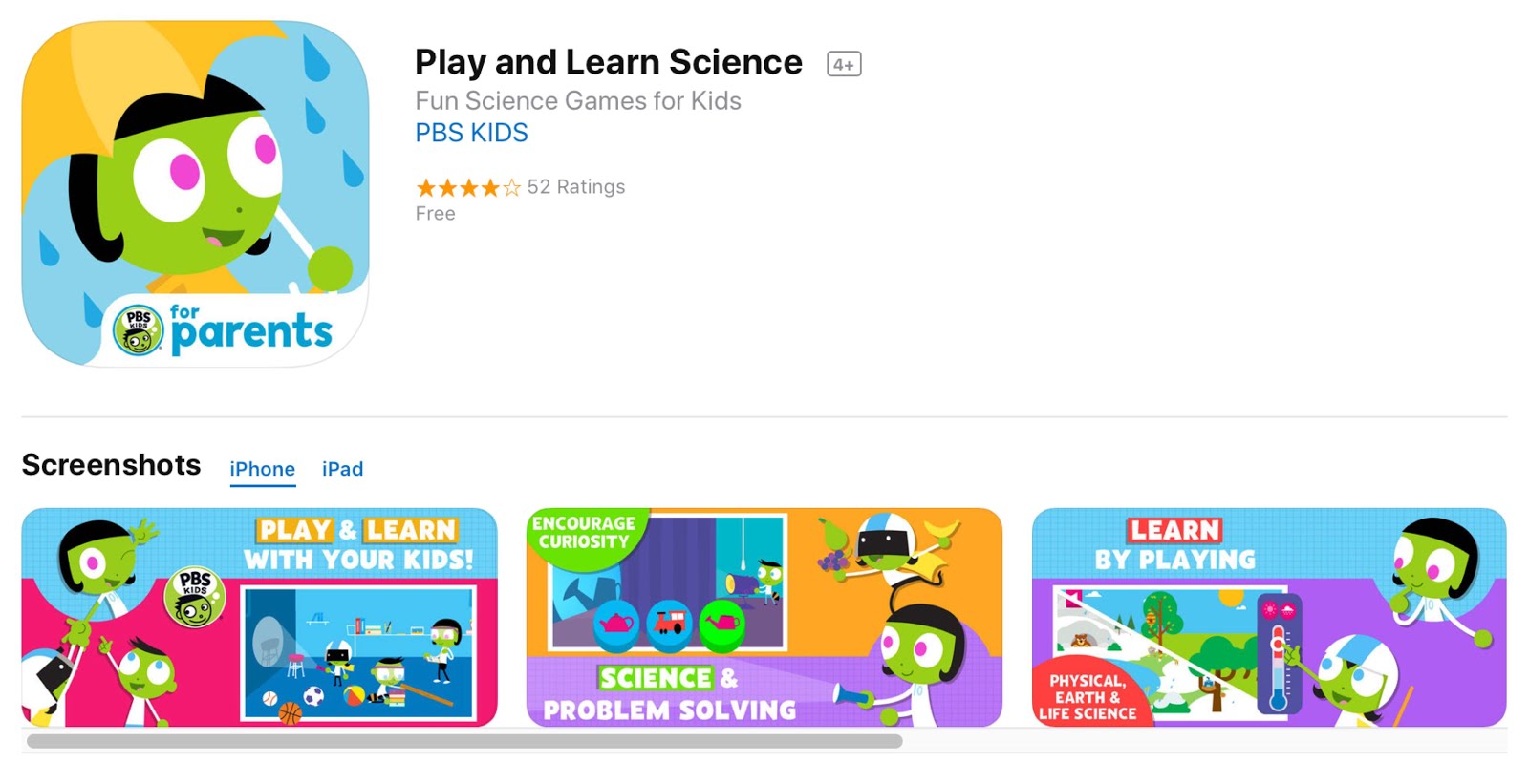 Free App PBS Play and Learn Science UCET