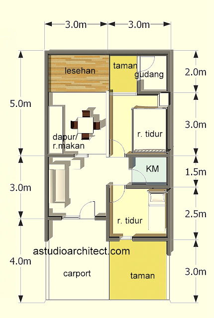 Gambar Denah Rumah Minimalis Type 60 Minimalis Modern