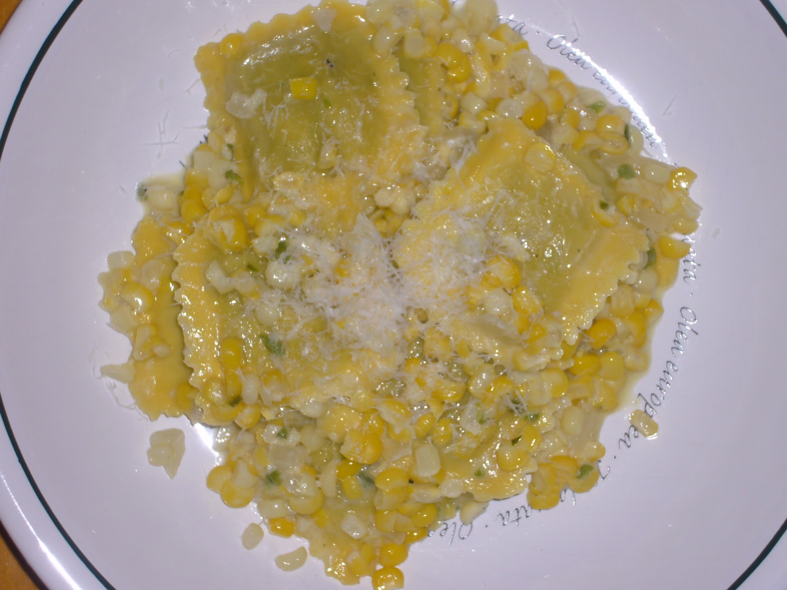 Kitchen Sink Diaries Cheese Ravioli with Creamy Corn Sauce