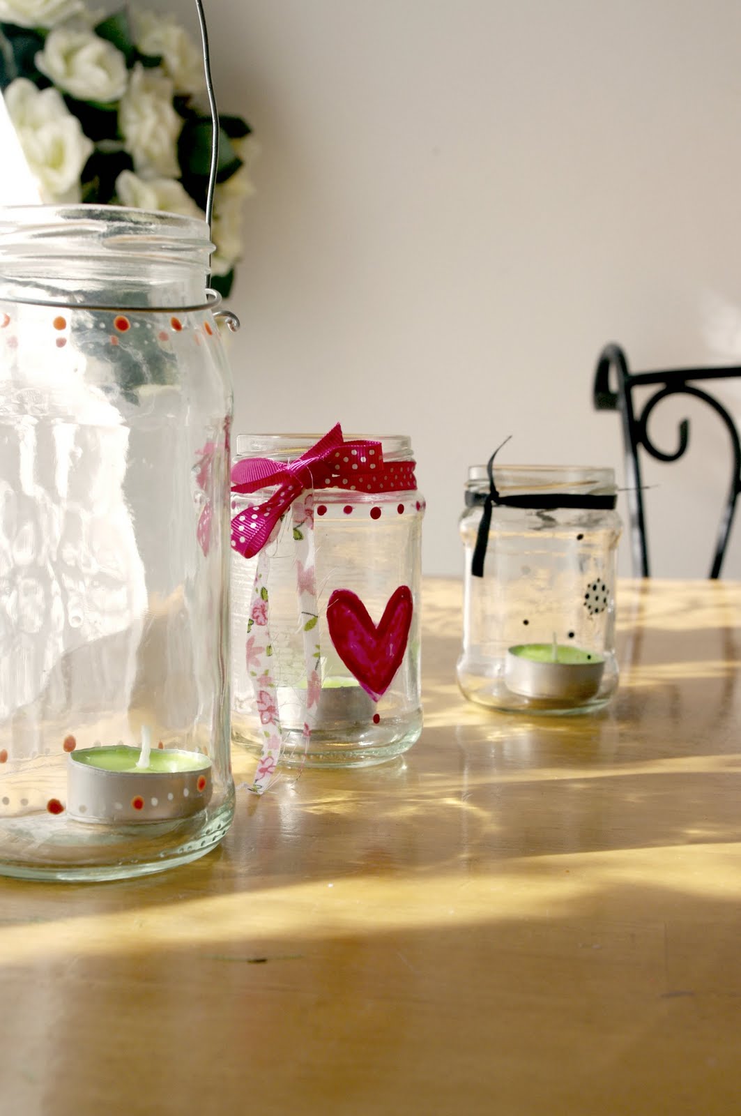 DIY Recycling Jam jars into candle holders! chalkandcheese