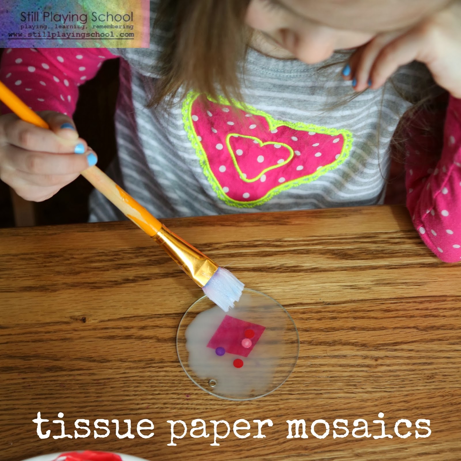 Tissue Paper Mosaics for Valentine's Day Still Playing School