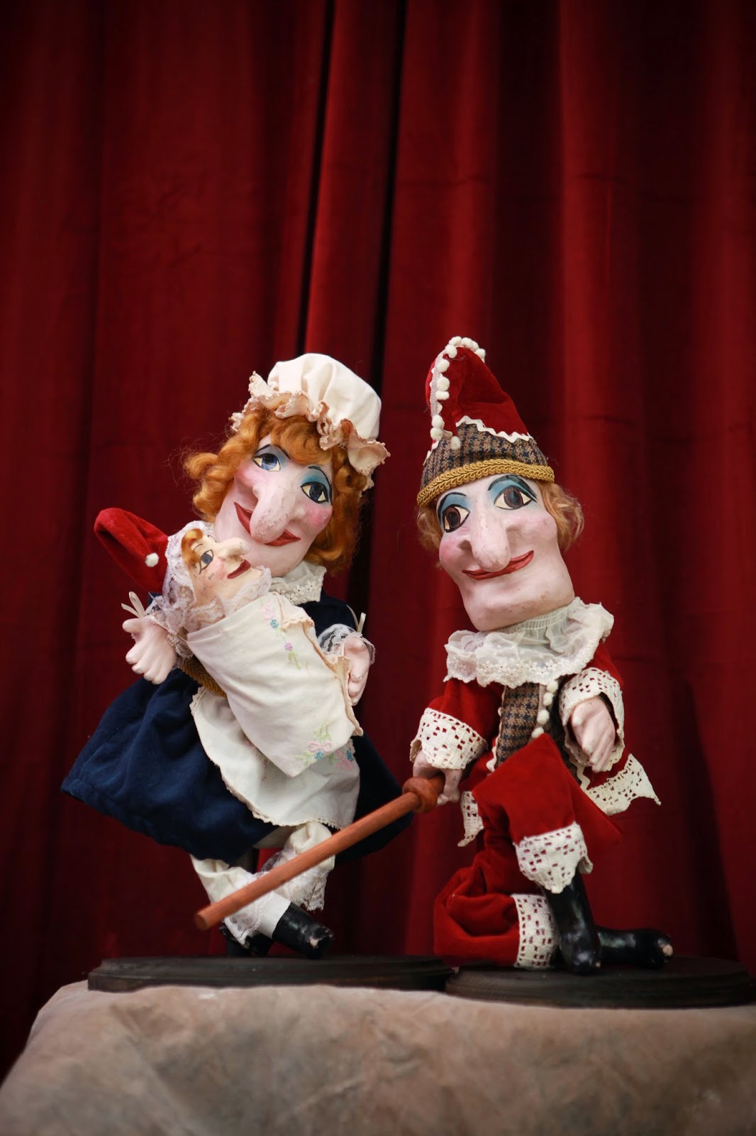 Netherworld Oddities Antique reproduction Punch and Judy puppet dolls