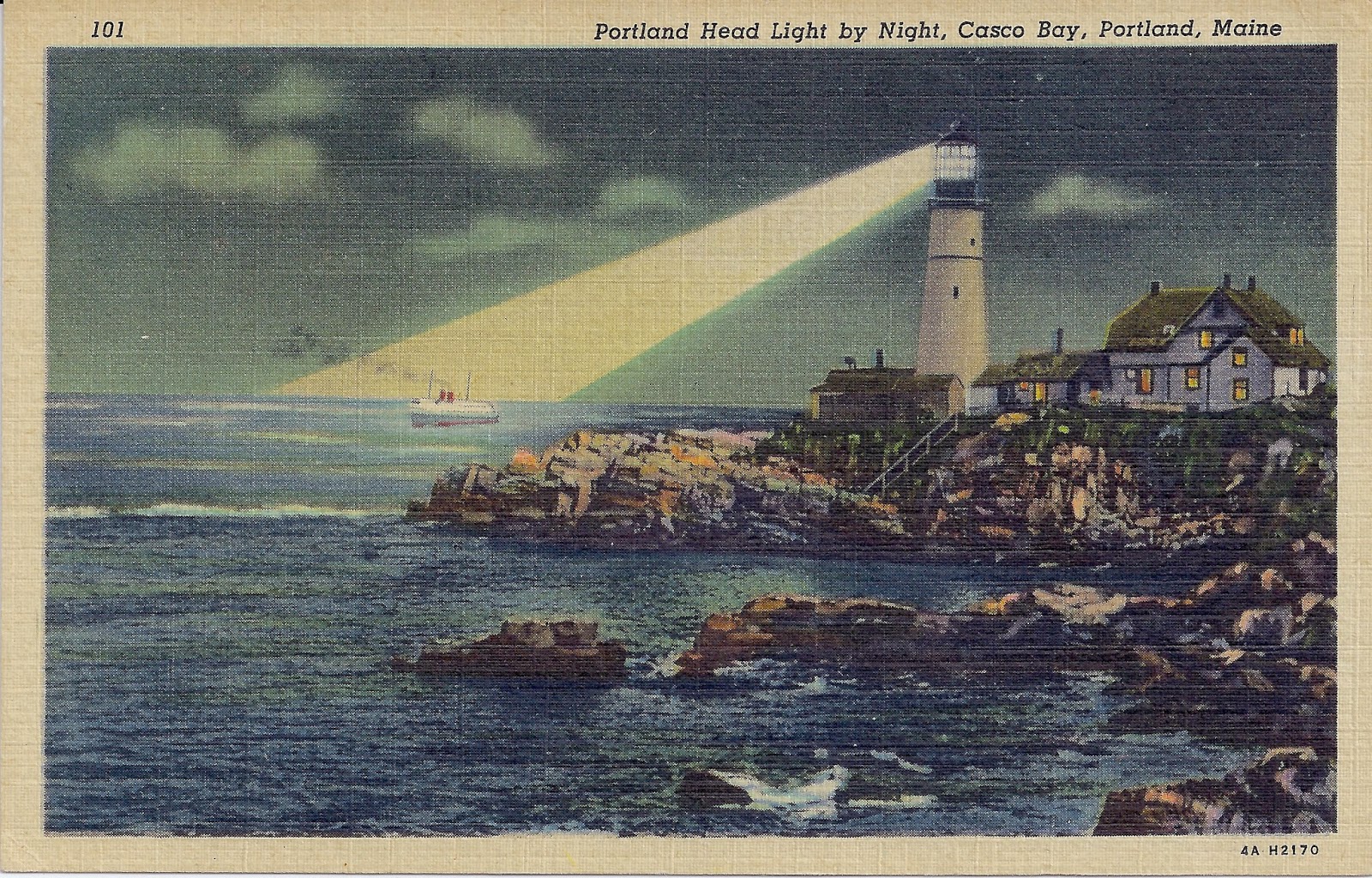 Vintage Postcard Unposted Lighthouse Matinicus Rock Light ME Scalloped Edge 