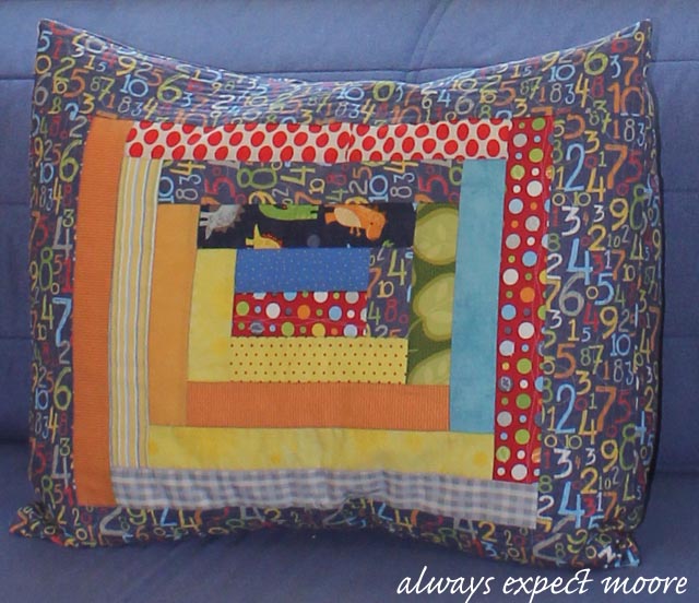 Scrappy Rectangular Log Cabin Pillow