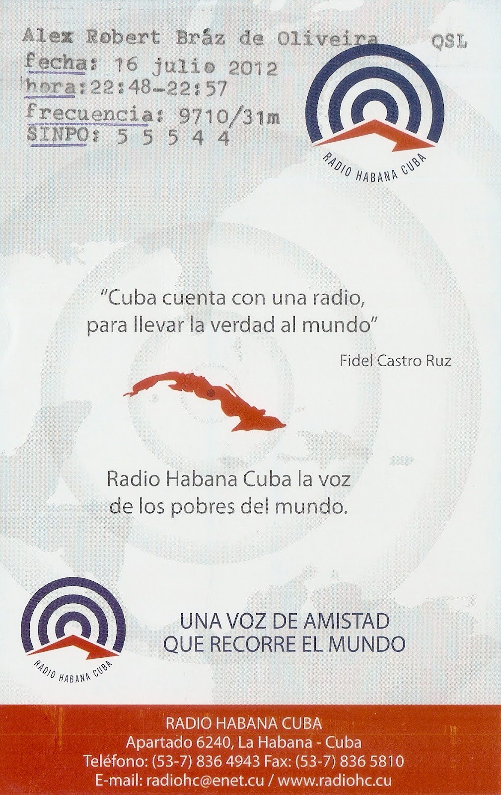 Rádio Havana Cuba(Via La HabanaCuba) Shortwave Dxing Desde Brasil