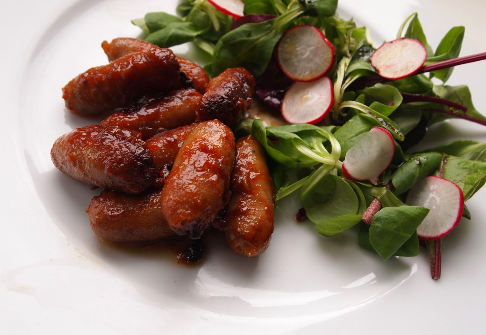 MUSTARD AND MAPLE SYRUP STICKY CHIPOLATAS Brunch & Brains