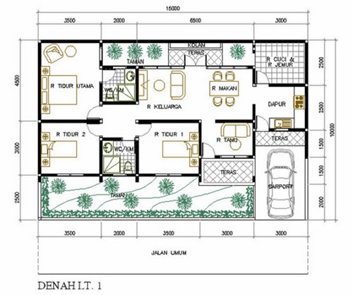 Gambar Desain Denah Rumah Minimalis 4 Kamar Tidur Dekorasi