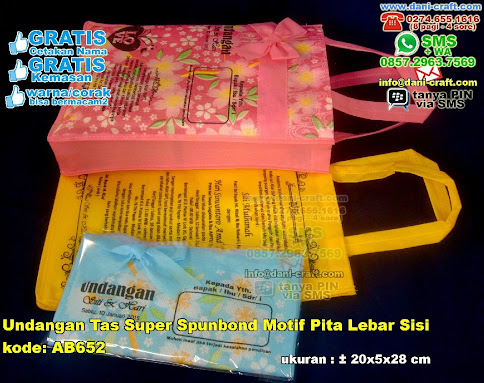 Undangan Tas Super Spunbond Motif Pita Lebar Sisi