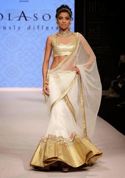 white half saree designs