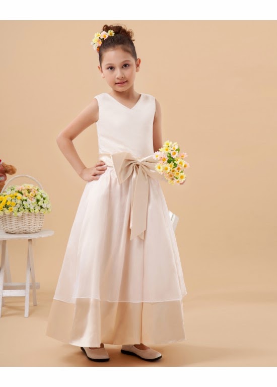 Flower Girl Dresses Vintage Satin Bowknot A-Line Sleeveless Flower Girl Dresses