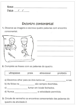 Atividades Educativas de Português - Encontro Consonantal 2
