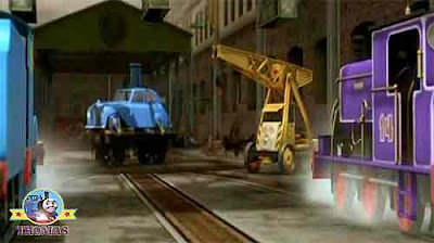 Tank engine Edward and Charlie train gasped to see the Fat Controller car with a funnel on its roof