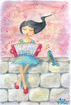 Girl with accordion (aquarelle)
