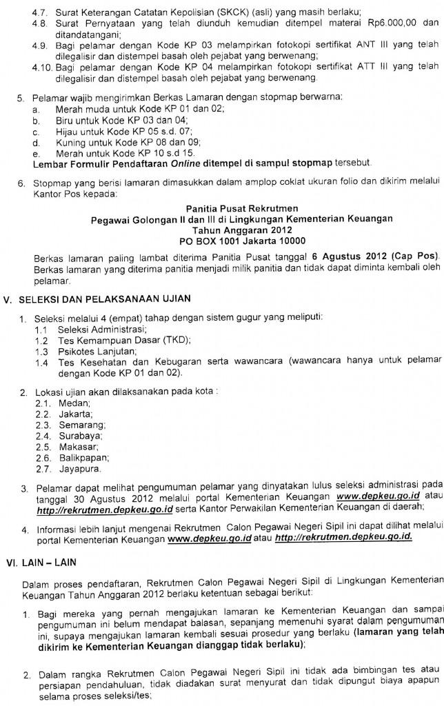 CPNS Kementerian Keuangan (KEMENKEU) RI 2012