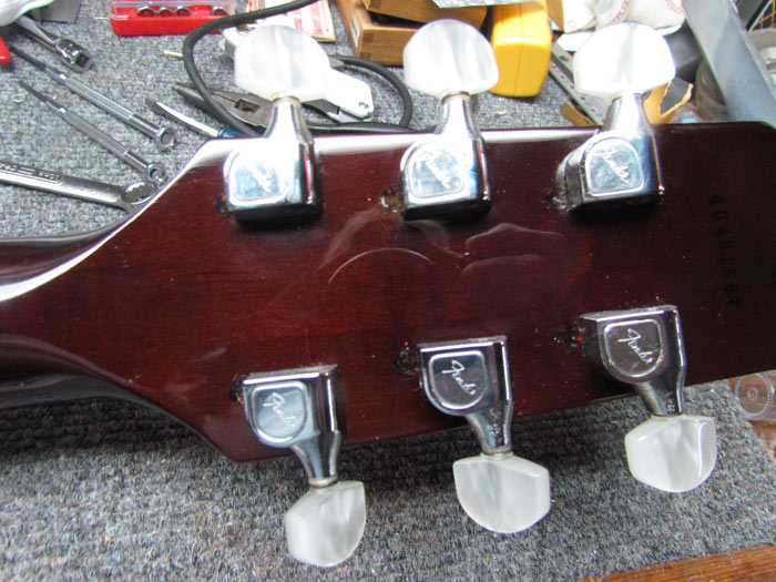 Extra Guitar Tuner Holes Finished; Fret Work Beginning Crawls Backward